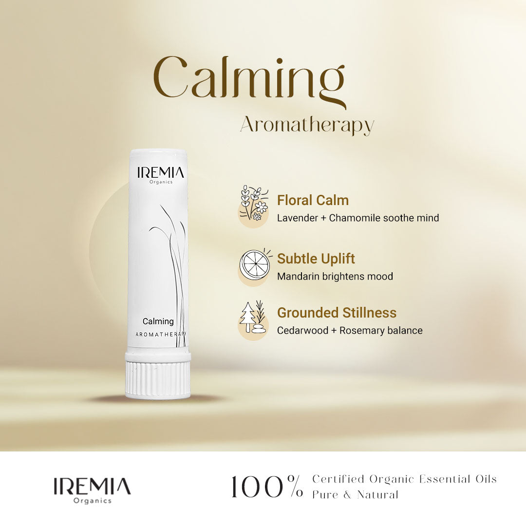 Iremia organics calming inhaler with benefit floral calm, subtle uplift, grounded stillness